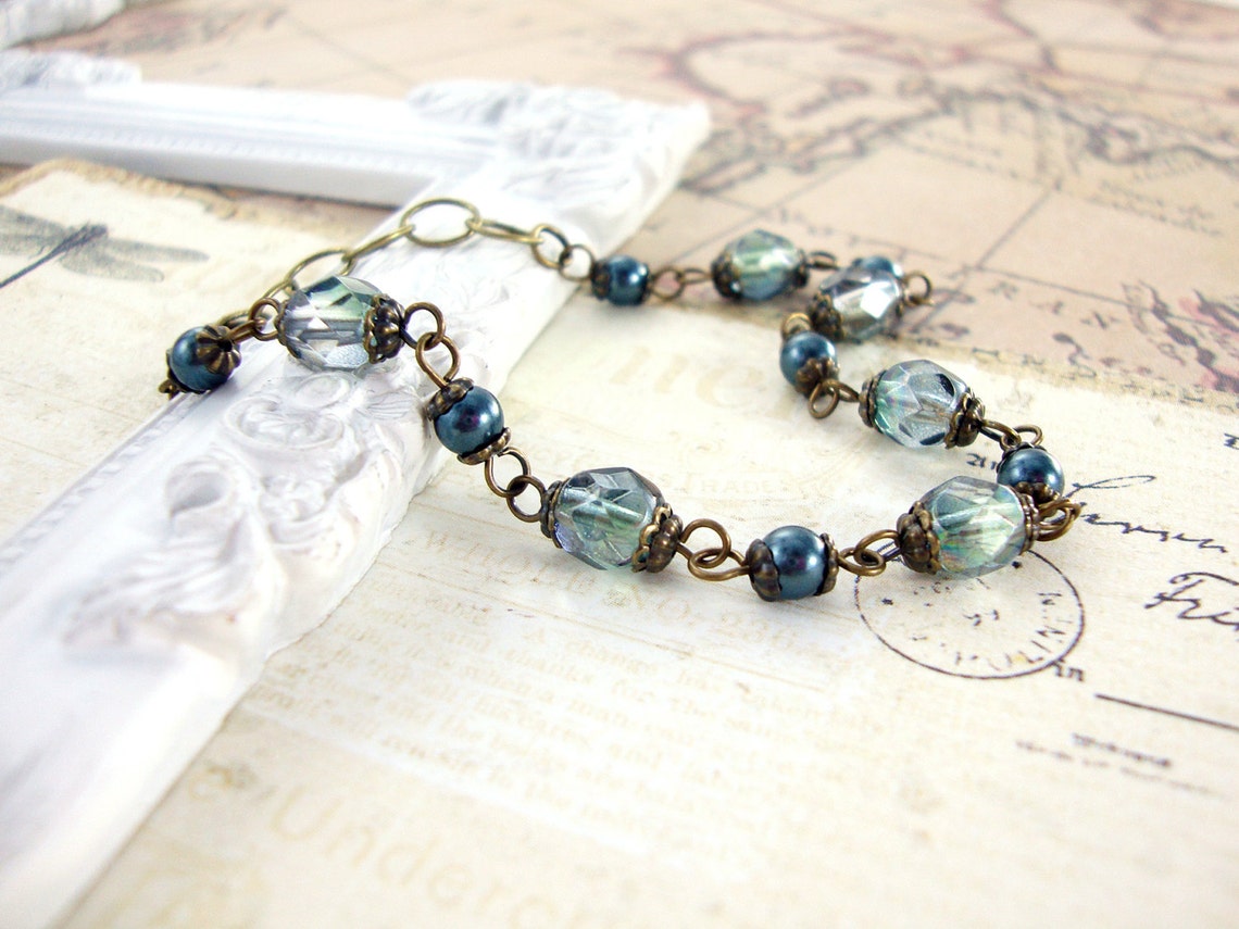 Stormy Seas Teal Crystal Simulierte Perle und Seafoam Grüne | Etsy