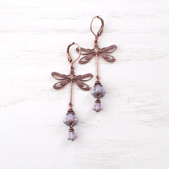 Lavender Dragonfly Earrings Lavender Dragonfly Earrings