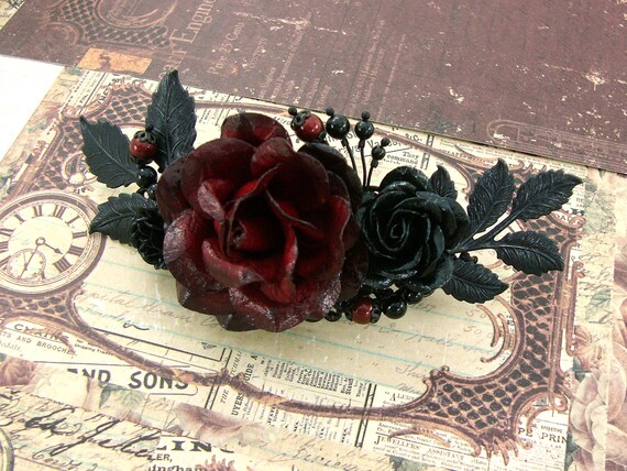 Gothic Wedding Hair Piece Romantic Red Victorian Gothic Hair Etsy