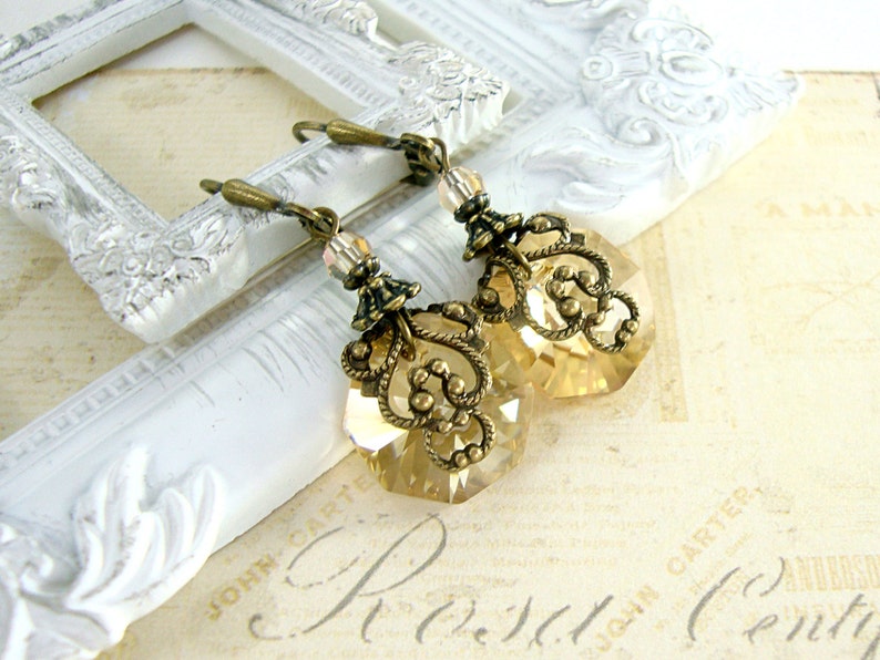 The Shift Earrings - Champagne and crystal main image 0