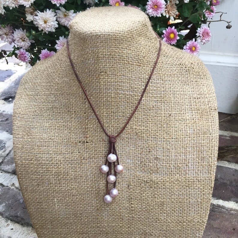 Pink Freshwater Pearl Drop Necklace Etsy
