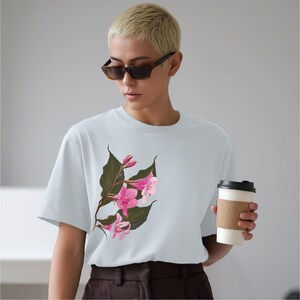 Pink flowers Unisex T-Shirt. Organic Cotton T-shirt