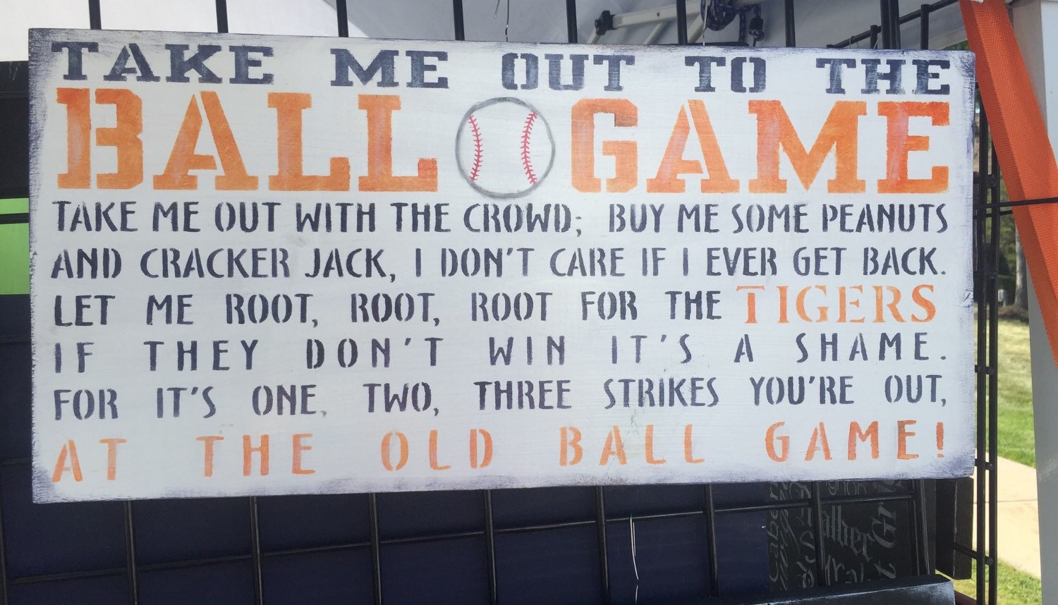 Take Me Out to the Ball Game Baseball Song. 12x24 Tigers - Etsy