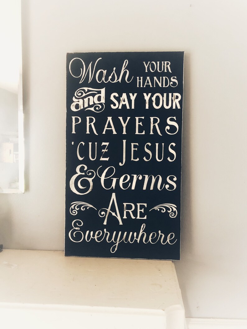 Jesus and Germs Sign Wooden Sign Bathroom Sign Jesus Germs - Etsy