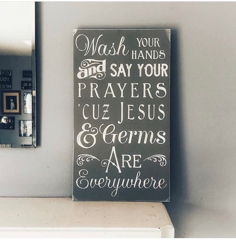 Jesus and Germs Sign Wooden Sign Bathroom Sign Jesus Germs - Etsy