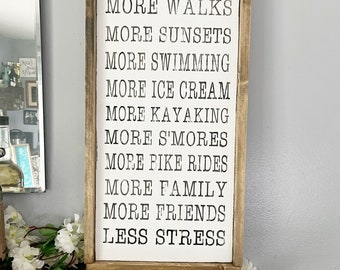 More sign. more sleep, more walks, more sunsets, more swimming, more kayaking,