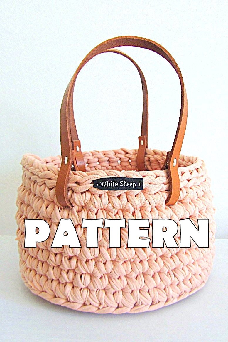 CROCHET BASKET PATTERN/ Basket with handles/ Instruções de Etsy