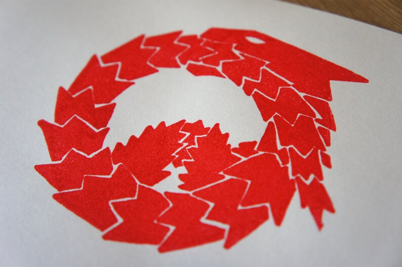 Fire dragon signed Gocco screen print image 3