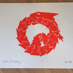 Fire dragon signed Gocco screen print image 2