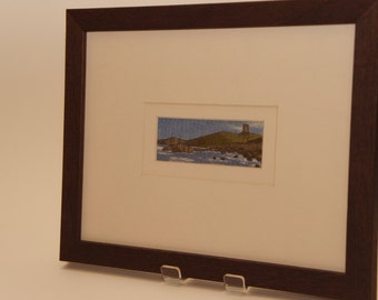 Dunstanburgh Castle framed embroidered picture