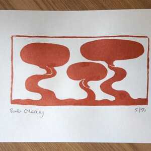 Tree forms II signed Gocco screen print image 2