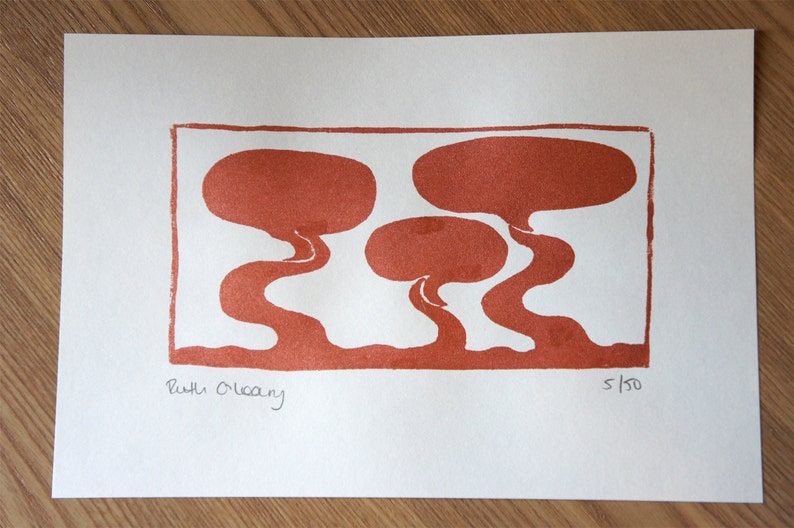 Tree forms II signed Gocco screen print image 2