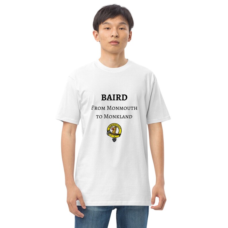 Baird From Monmouth to Monkland Mens premium heavyweight tee Black Lettering image 1