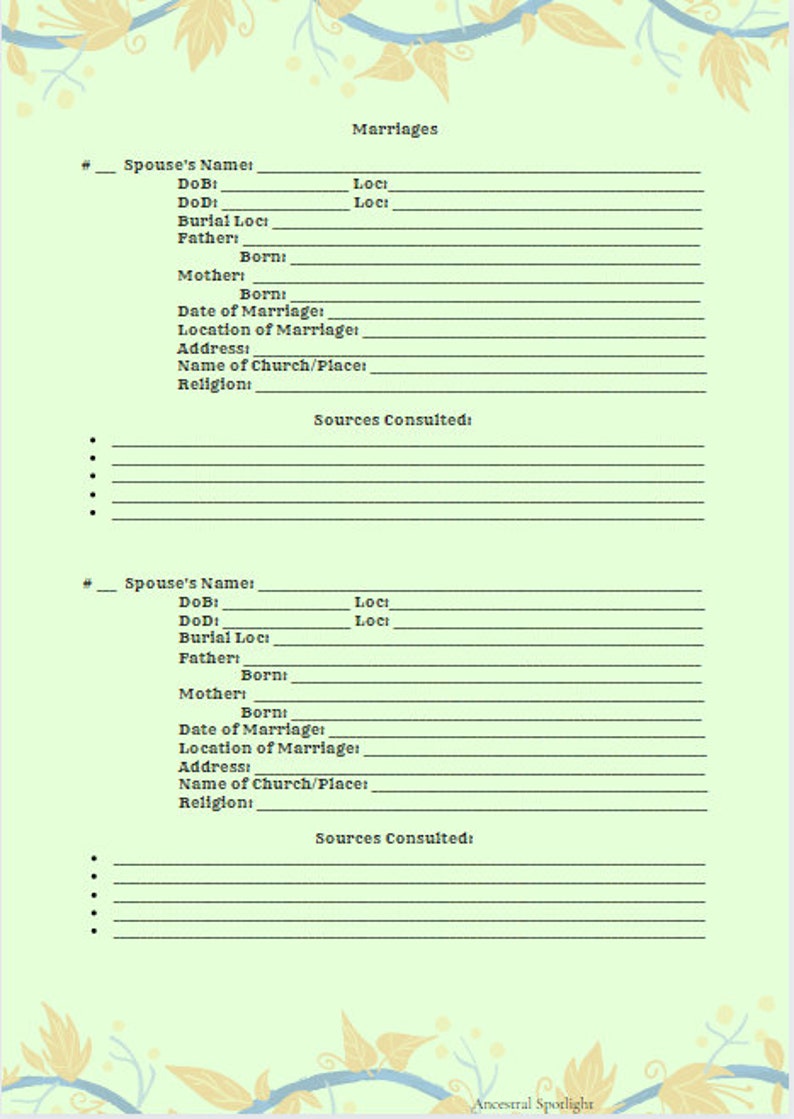 Ancestral Biography 3-Pack BUNDLE 11-Page Genealogy Organization Pack FREE Genetic Genealogy Video pdf Guide by Ancestral Spotlight image 4