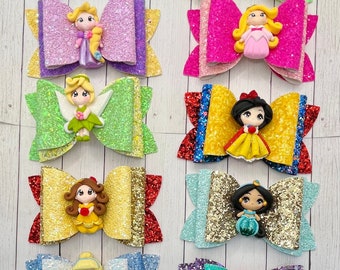 Princess Inspired Bow - Merida-Tinker Bell- Disney Princess Bow -Belle - Elsa - Ariel - Rapunzel - Snow White - Aurora - Cinderella - Beauty