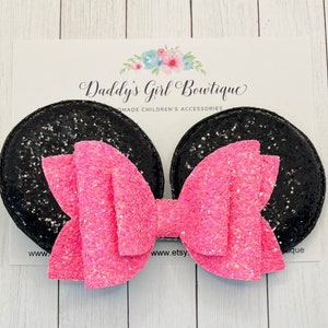 Pink Mouse Ear Clips - Minnie Ears - Minnie Mouse Ear Clips - Red Mouse Ears - Minnie Mouse Ears - Mouse Ear Clips - Mouse Ears Headband