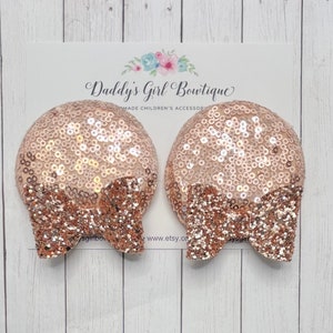 Rose Gold Minnie Mouse Ear Clips - Rose Gold Ears - Rose Gold Mouse Ears - Donut Mouse Ears - Mouse Ear Clips - Mouse Ears Headband