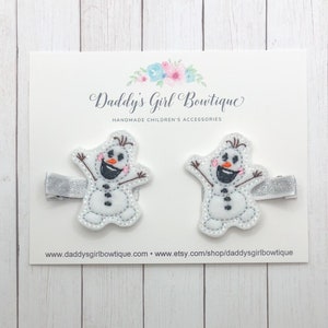 Frozen Hair Clips - Elsa Bow - Frozen Bow - Anna Bow - Olaf - Bruni - Elsa - Anna - Girls Hair Clip - Feltie Clip