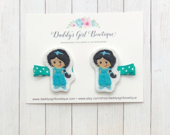 Jasmine Hair Clip-Baby Hair Clippes-Baby Hair Clip-Toddler Clip-Girls Hair Clip- Jasmine Bow-Princess Birthday-Disney Vaction