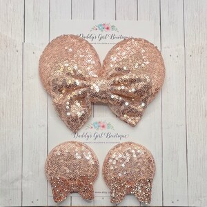 Rose Gold Minnie Mouse Ear Clips - Rose Gold Ears - Rose Gold Mouse Ears - Donut Mouse Ears - Mouse Ear Clips - Mouse Ears Headband