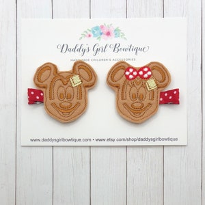 Disney Waffle Hair Clips - Disney Snacks Bow -Disney Bow - Minnie Bow - Mickey Bow - Waffle Bow - Mouse Ears - Girls Hair Clip - Feltie Clip