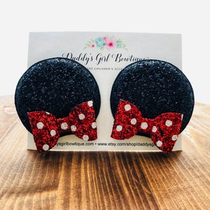 Minnie Mouse Red Ear Clips - Mickey Ears - Minnie Ears - Mouse Ears -Mickey Mouse Ears Hair Clips  Minnie Ears Hair Clips - Mouse Ear Clips
