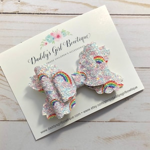 Rainbow Bow - Rainbow Glitter Bows - Glitter Bows - Rainbow Headband - Rainbow Baby - Rainbow Baby Bows - Rainbow Baby Headband