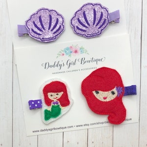 Ariel Felt Clip-Ariel Headband- Ariel Bow-Ariel Birthday-Ariel-Little Mermaid Bow-Ariel Inspired Bow-Girls  Bows-Disney Vaction