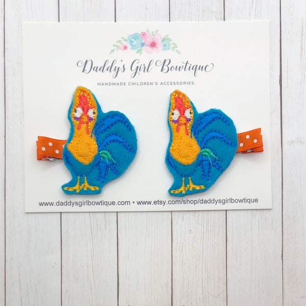 Hei Hei Clip-Hei Hei Bow-Moana Bow-Pua- Moana Bow-Moana Birthday-Moana-Moana Bow-Moana Headband-Moana Party-Disney Vacation-Moana Felt Clips