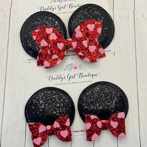 Valentines Minnie Mouse Ears- Minnie Valentines Day Ears- Valentines Mouse Ears - Minnie Mouse Ears - Mouse Ear Clips - Mouse Ears Headband