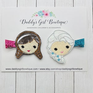 Frozen Hair Clips - Elsa Bow - Frozen Bow - Anna Bow - Olaf - Bruni - Elsa - Anna - Girls Hair Clip - Feltie Clip