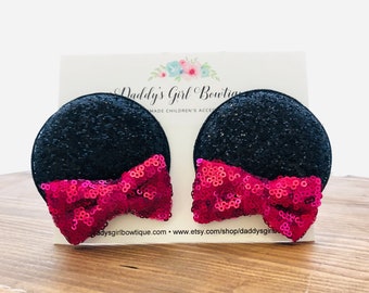 Minnie Mouse Hot Pink Ear Clips - Minnie Ears - Hot Pink Mouse Ears - Minnie Mouse Ears - Mouse Ear Clips - Mouse Ears Headband