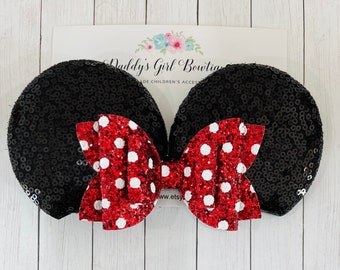 Mouse Ear Clips - Minnie Ears - Minnie Mouse Ear Clips - Red Mouse Ears - Minnie Mouse Ears - Mouse Ear Clips - Mouse Ears Headband