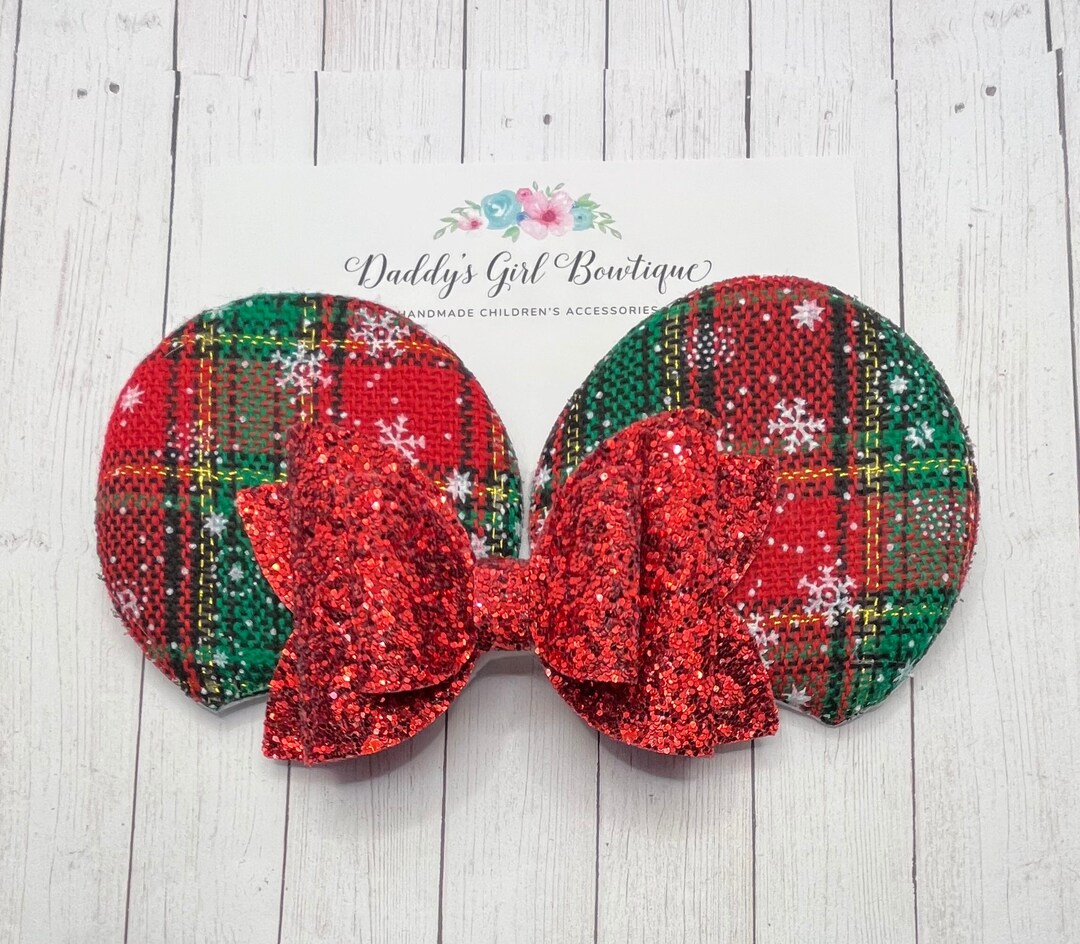 Christmas Minnie Mouse Ear Clips Minnie Ears Christmas Mouse Ears