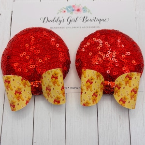 Winnie the Pooh Mickey Ears, Mouse Ears Headband, Mickey Ears Hair Clips, Minnie Ears, Mouse Ears, Minnie Mouse Ears Clips, Characters Ears