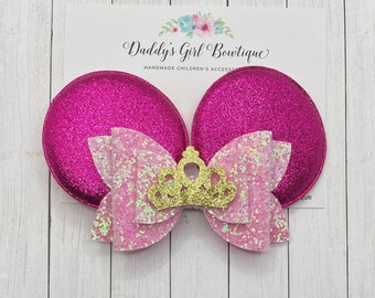 Aurora Mouse Ears Clip - Aurora Mouse Headband-Princess Mouse Ears - Cinderella - Elsa - Ariel - Rapunzel - Snow White - Aurora - Belle