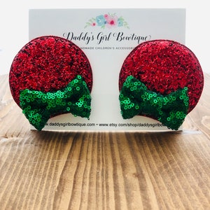 Christmas Minnie Mouse Ear Clips - Minnie Ears - Christmas  Mouse Ears - Minnie Mouse Ears - Mouse Ear Clips - Mouse Ears Headband