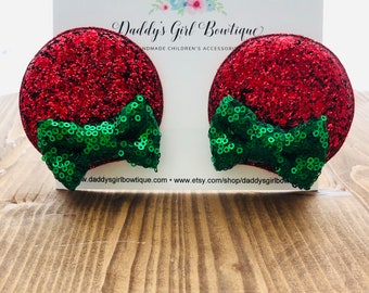 Christmas Minnie Mouse Ear Clips - Minnie Ears - Christmas  Mouse Ears - Minnie Mouse Ears - Mouse Ear Clips - Mouse Ears Headband