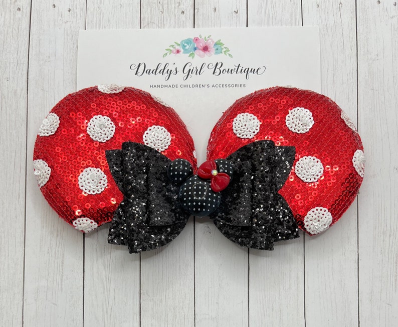 Mouse Ear Clips Minnie Ears Minnie Mouse Ear Clips Red Mouse Ears Minnie Mouse Ears Mouse Ear Clips Mouse Ears Headband image 4