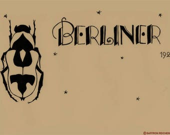 Berliner 1926 Print - Art Deco - Weimar Berlin era - German - illustration - font - beetle - vintage style illustration - Germany - 1920s