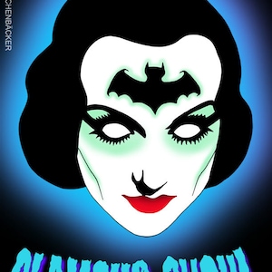 A4 Glamour Ghoul III Limited Edition Print - blue vamp - goth - dark art - illustration  horror art - vintage halloween - bat - spooky