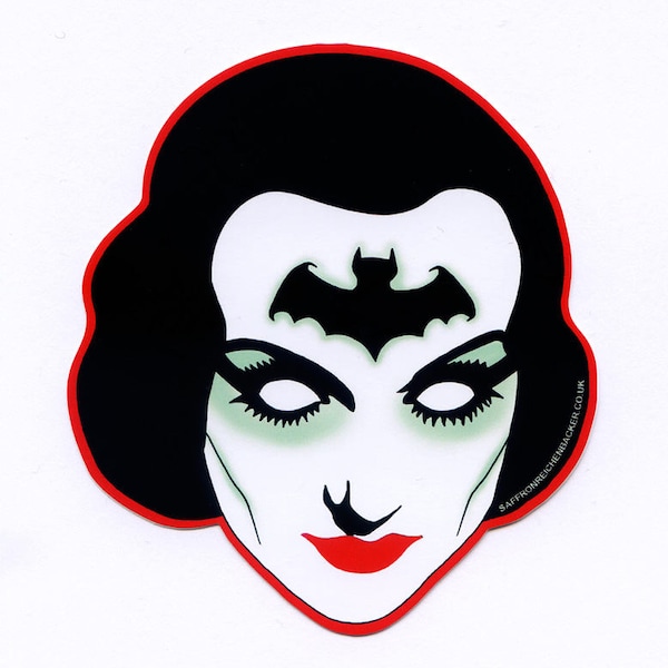 Glamour Ghoul vinyl sticker - vintage vamp - gothic dark art - retro vampire bat illustration - lowbrow batgirl halloween hammer horror