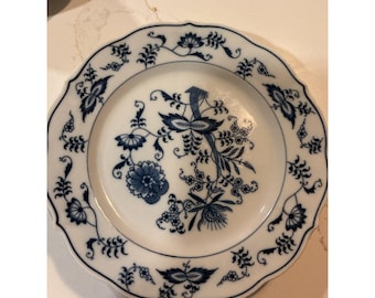 Juego de 4 platos de pan y mantequilla Blue Danube Japan Blue Onion con borde festoneado