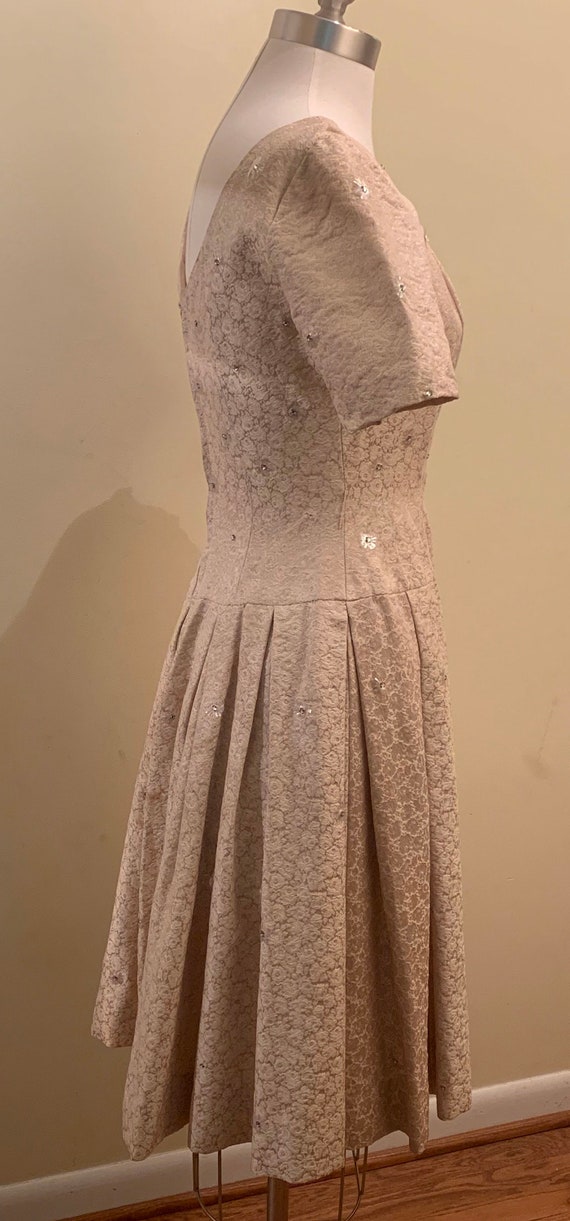 Jonathan Logan 1950's Cream Brocade Formal Dress - image 5