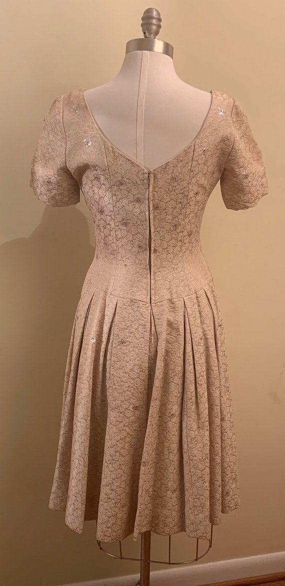 Jonathan Logan 1950's Cream Brocade Formal Dress - image 4