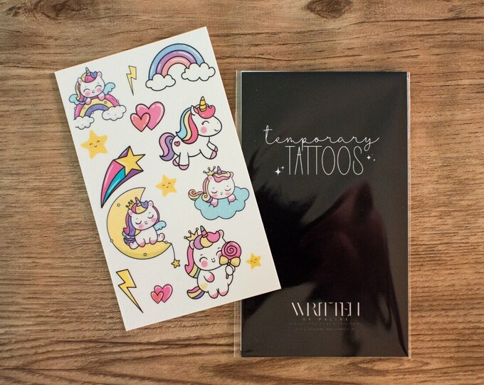 Unicorn & Rainbow Temporary Tattoos Unicorn Tattoos Birthday Party