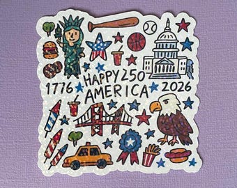 Pegatina de 3 pulgadas: Feliz 250 aniversario de Estados Unidos / 1776-2026
