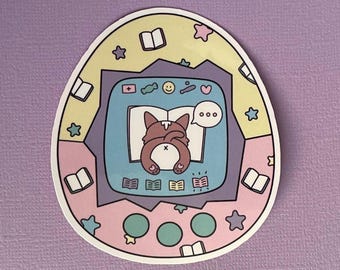 Pegatina de perro lector de videojuegos retro de 7,6 cm (3")