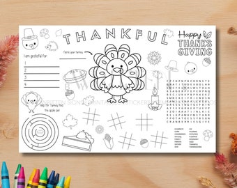 Thanksgiving Activity Placemat | Kids Thanksgiving Crafts