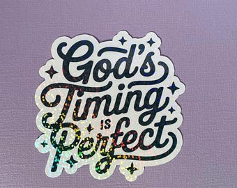 Pegatina "El tiempo de Dios es perfecto" / Pegatina cristiana / Calcomanía de aliento para la fe / Pegatina inspirada en la Biblia / Pegatina para portátil / Regalo cristiano